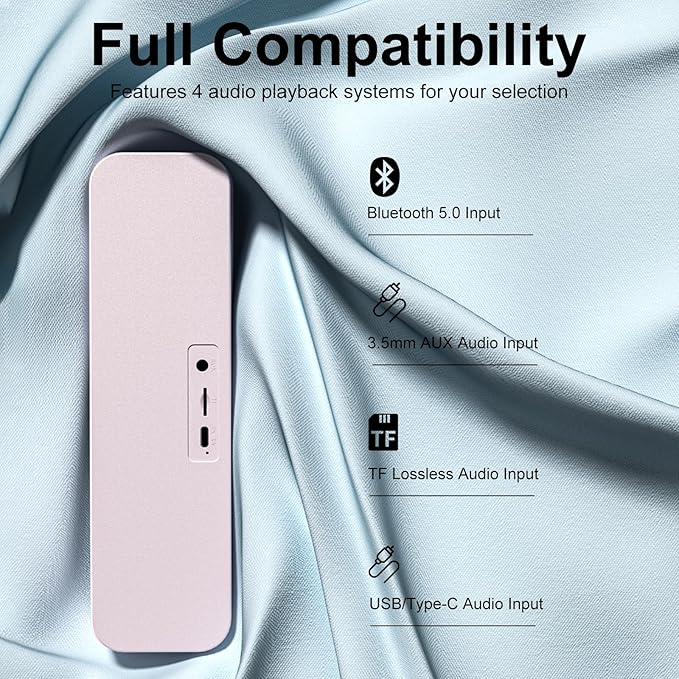 Computer Speaker for Desktop,Rechargeable PC Speaker,Small Computer Soundbar with Stereo & Bass,3.5mm Aux-in,Bluetooth,TF Port,Loud Volume for Web Conferences,Teacher,Music (Pink)