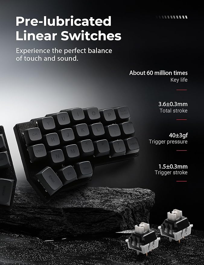 YIVU Corne V4.1 Split Ergonomic Keyboard, 40% 3x6 Ortholinear Layout, Hot-Swappable Mechanical Keyboard with Per-Key RGB, Vial and VIA Programmable, Comes with Pre-Lubed Linear Switches (Wired)
