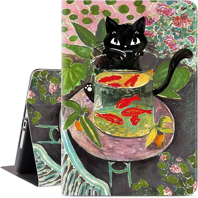 Vimorco iPad 9th Generation Case, iPad 7th/8th Generation Case for iPad 10.2 Cover, Auto Sleep/Wake, iPadcase 9th Generation Cover Multi-Angle View, Goldfish Black Cat