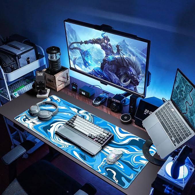 Canjoy Gaming Mouse Pad, Fluid Pattern Mouse Pad 35.4x15.7inch Large Extended Computer Mouse Mat Keyboard Full Desk Mousepad for Gaming, Office, Home