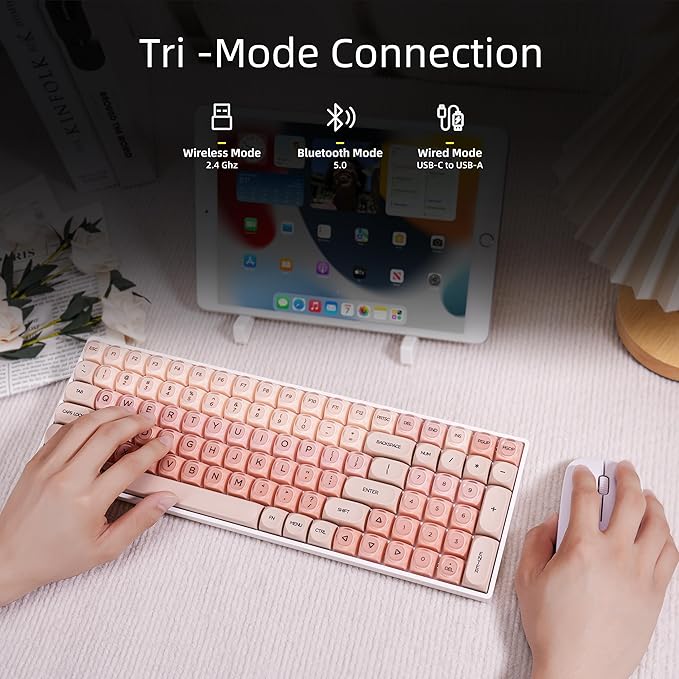 ZORNHER ZH100 Foundation Mechanical Keyboard,98% Pink Creamy Keyboard with Number Pad,Full Size Gaming Keyboard Cute,Jelly MOA Profile Round Keycaps,Silent Quiet Switches