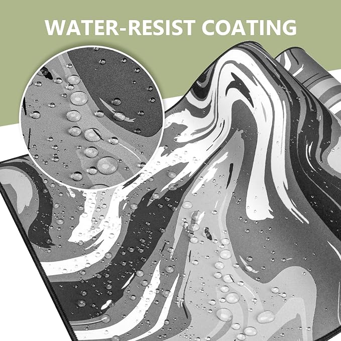 Rcege Large Mouse Pad for Desk - Gaming Mouse Pad with Stitched Edges, Anti-Slip Base for Keyboard and Mouse(Abstract Black, 23.6L x 11.8W inches)