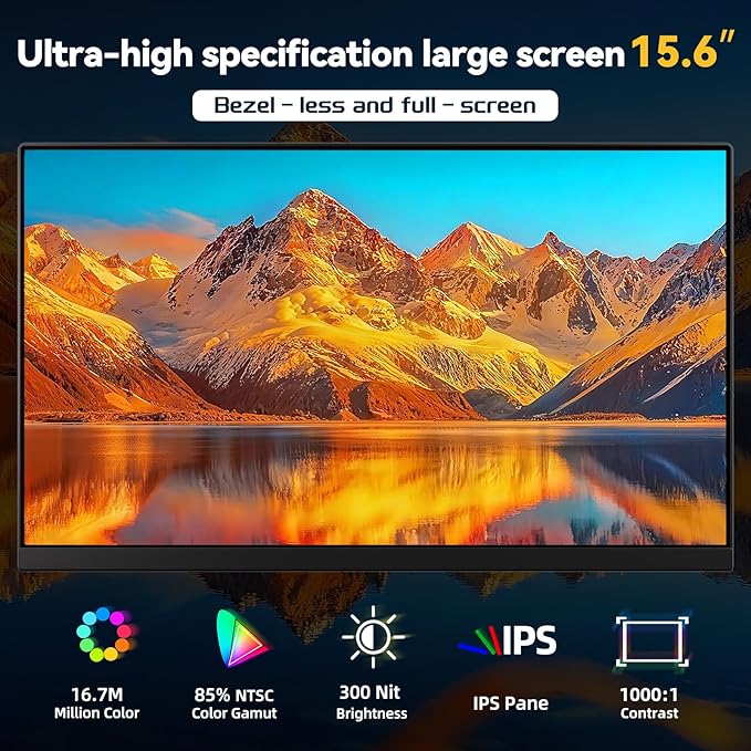 Laptop Screen Extender 15.6" 120% sRGB - FHD 1080P IPS Dual Laptop Monitor Extender with Detachable Screen, Second Monitor for 13"-17.3" Laptops, Plug-Play for Windows Mac Android Chrome