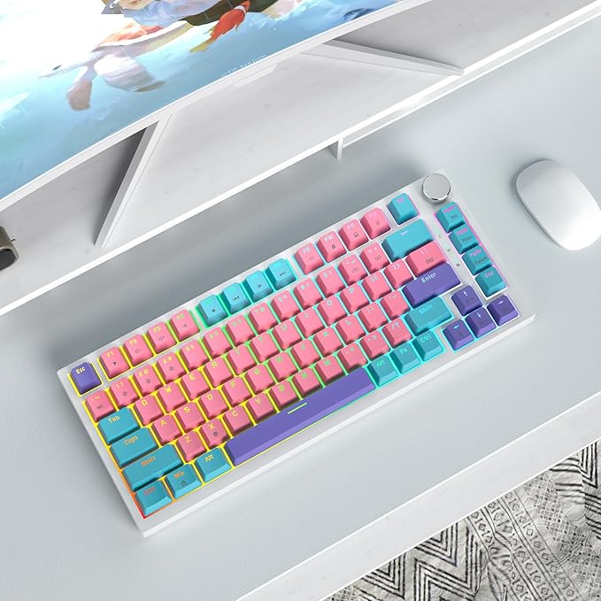 75% Mechanical Gaming Keyboard - Pink Gasket Mount TKL Keyboard, Wired, Custom Hot Swappable, RGB Backlit, for PC & Laptop Gamers