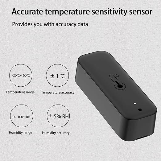 WiFi Hygrometer Thermometer Sensor, Wireless Smart Temperature Humidity Monitor with Remote App Notification Alert, for Home, Greenhouse Black (4 Pack)
