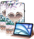 Compatible with iPad Air 11 Inch Case 8th/7th/6th Generation (M4/M3/M2) 2026/2025/2024, for iPad Air 5th/4th Generation Case 10.9 Inch 2022/2020 with Pencil Holder & Card Slots - Diamond Peach