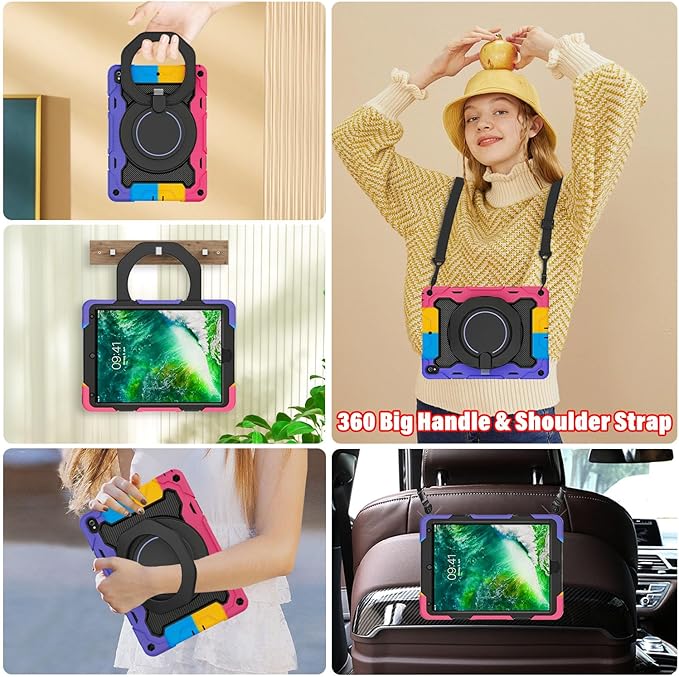 ROISKIN for iPad Pro 10.5 Case 2017/iPad Air 3rd Generation Case 2019, Rugged Heavy Duty Protective Cover with Screen Protector Pencil Holder, 360° Swivel Stand/Handle, Shoulder Strap for Kids