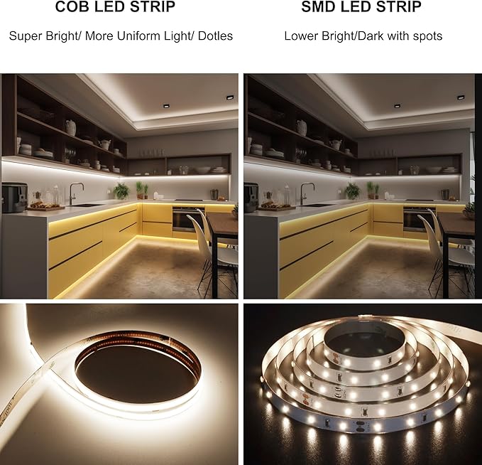 AXMOTUT COB LED Strip Light with Remote, Dimmable 24.6FT/7.5M Flexible High Density LED Light,4000K Natural White 2400LEDs Super Bright LED Light Strip CRI 90+ for Bedroom,Kitchen,DIY Home Decoration