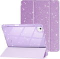 Case for iPad Air 13 Inch (M4/M3/M2, 2026/2025/2024) & iPad Pro 12.9 6/5th Gen (2022/2021), Glittering Sparkly Cover with Shiny Clear Back Shell, Trifold Stand Case with Pencil Holder, Purple
