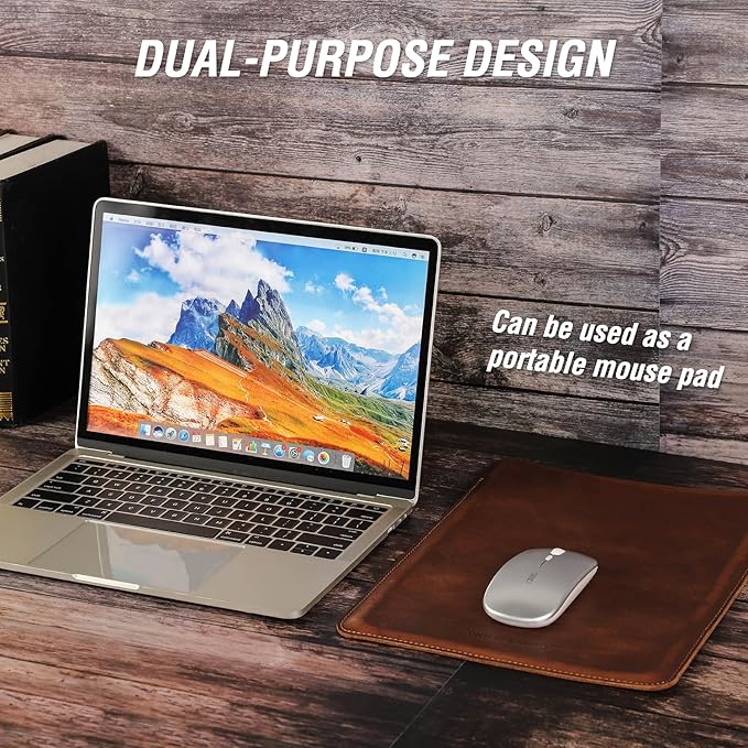 Top Grain Leather 13.3" Slim Laptop Sleeve Case, Solid Minimalist Vintage Design, Handmade, Compatible with MacBook Pro 13.3" MacBook Air M1/M2 DELL XPS 13" & Other PC, Brown 13.3 Inch
