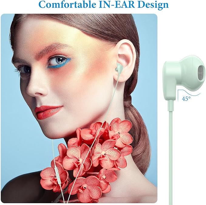 USB C Headphones for iPad A16/iPhone 17 Pro Max 16 15 Plus, HiFi Stereo Type C Earphones USB-C Wired Earbuds with Mic Volume Control for Samsung S26/S25 S24/S23/S22/S21/Pixel 10 9 8 7 6 Pro, Mint