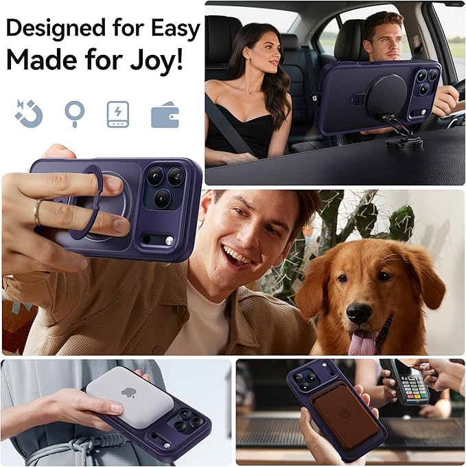 CASEKOO Ultra-Magnetic Stand for iPhone 17 Pro Max Case [Military Drop Protection] [Compatible with MagSafe] Shockproof Translucent Matte Slim Ring for iPhone 17 Pro Max Phone Case 6.9", Purple