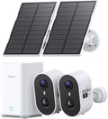 aosu Solar Security Cameras Wireless Outdoor Home System, True 2K HD, Cross-Camera Tracking, PIR + AI Human Detection, Color Night Vision, Local Storage, No Subscription Required, 2-Cam-Kit