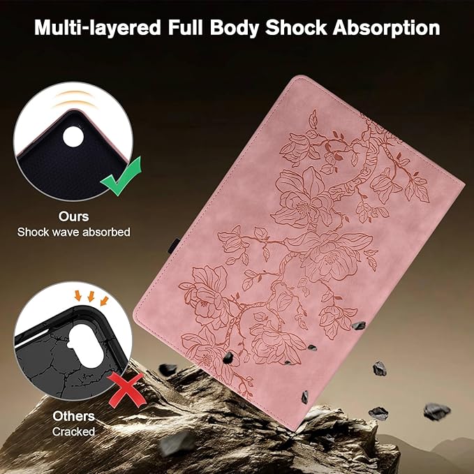 Case for iPad Pro 13 Inch (M5/M4) 2025/2024, Auto Wake/Sleep Slim PU Leather Folio Cover with Multi-Angle Stand and Pen Holder, Pink