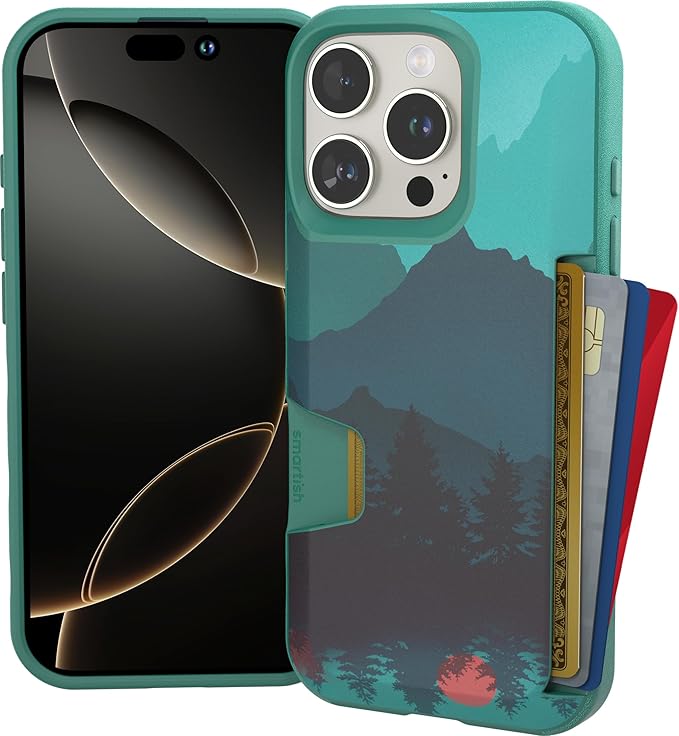 Smartish® iPhone 16 Pro Wallet Case - Wallet Slayer Vol. 1 [Slim + Protective] Credit Card Holder - Drop Tested Hidden Credit Card Slot Cover for Apple iPhone 16 Pro - Moving Mountains