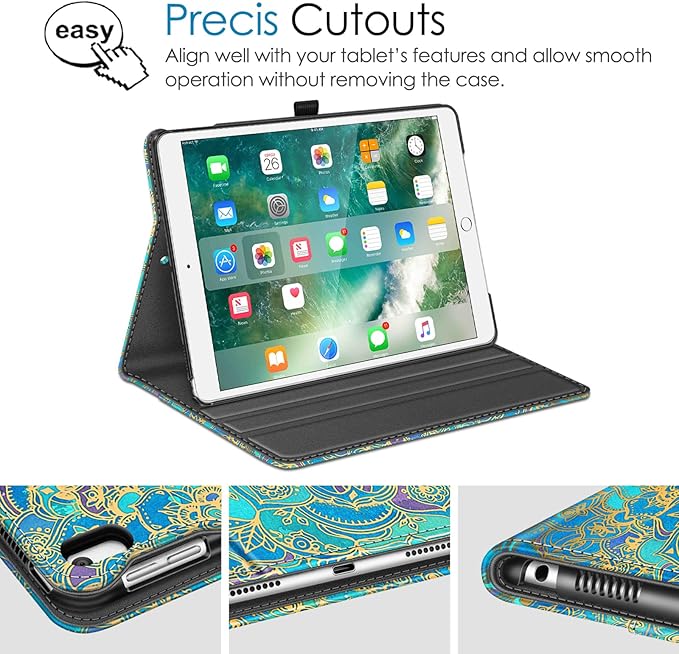 Fintie Case for iPad Air (3rd Gen) 10.5" 2019 / iPad Pro 10.5" 2017- [Sleek Shield] Premium PU Leather Slim Fit Multi Angle Stand Cover with Pocket, Pencil Holder, Auto Wake/Sleep, Shades of Blue