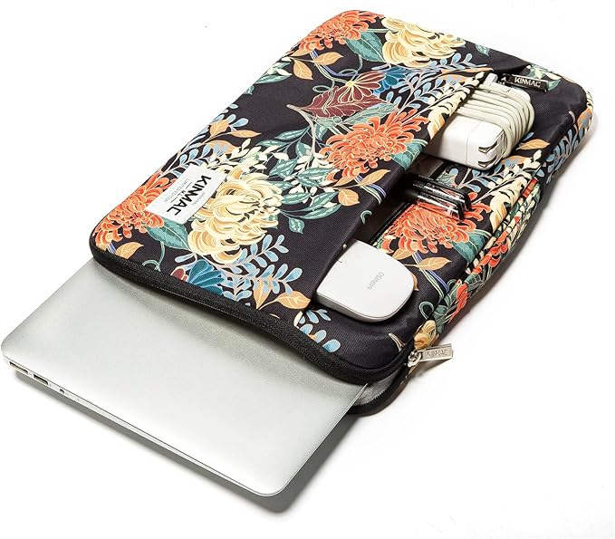 Kinmac 360 Protective Water Resistant Laptop Case Bag Sleeve with Handle for Surface, MacBook Air/Pro, iPad Pro - 12.9 and 13.3 inch Laptop (Royal Chrysanthemum)