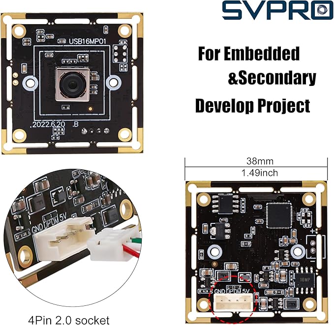 SVPRO Autofocus USB Camera Module for Computer,IMX298 16MP CMOS USB Camera for OpenCV LightBurn UVC Video Camera,Industrial Webcam Board for 3D Printer,Raspberry Pi, with 3.3ft/1m Cable