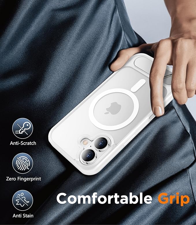 Magnetic Compatible with iPhone 16 Plus Case, [Built-in Invisible Kickstand][Compatible with MagSafe][Military Grade Shockproof] Slim Translucent Matte Phone Case for iPhone 16 Plus 6.7"