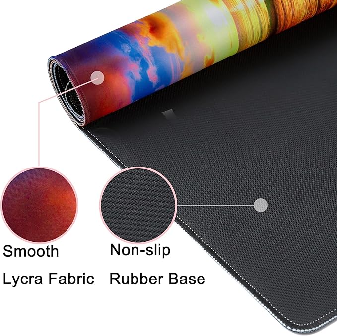 Desk Mat,Large Mouse Pad 35''×15.6'' XXL Extended Gaming Mouse Pad Mat with Non-Slip Base Stitched Eges Mousepad for Computer,Office,Keyboard and Laptop - Sunset Beach