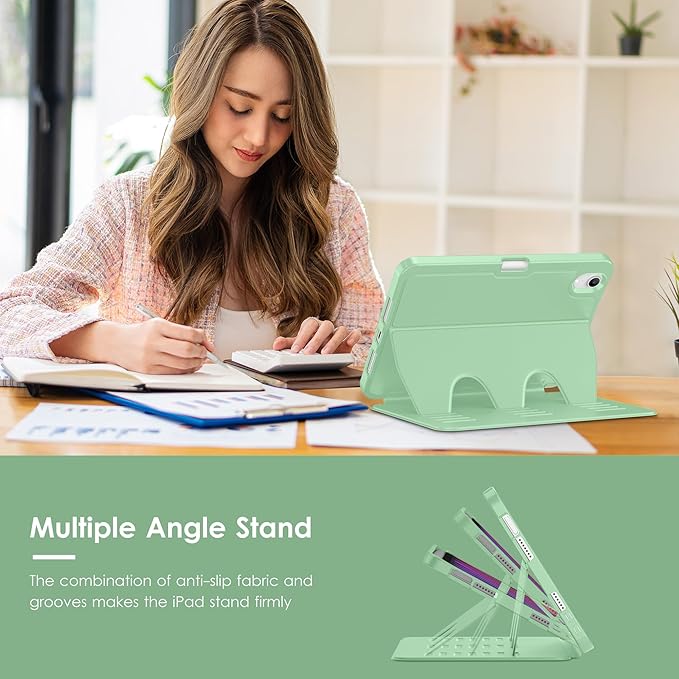 VIKESI Case for iPad mini 7 (A17 Pro) and iPad mini 6,Multiple Angles Magnetic Stand Cover,Shockproof Soft Back,Pencil Holder,and Auto Sleep/Wake,Matcha