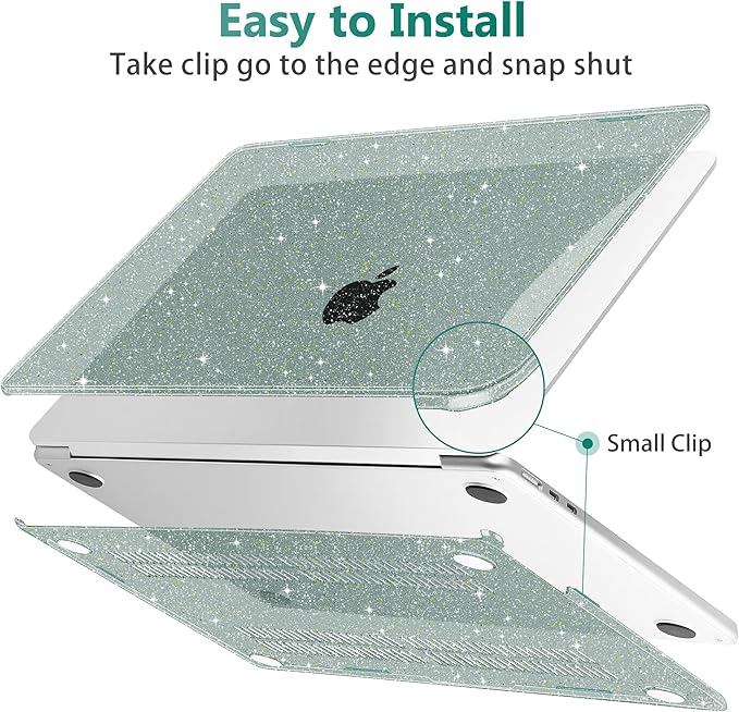 May Chen for 2022 MacBook Air 13.6 Inch Model A2681, Plastic Hard Shell Case for MacBook Air 13.6" M2 Chip with Liquid Retina Display Fits Touch ID, Midnight Green Glitter A