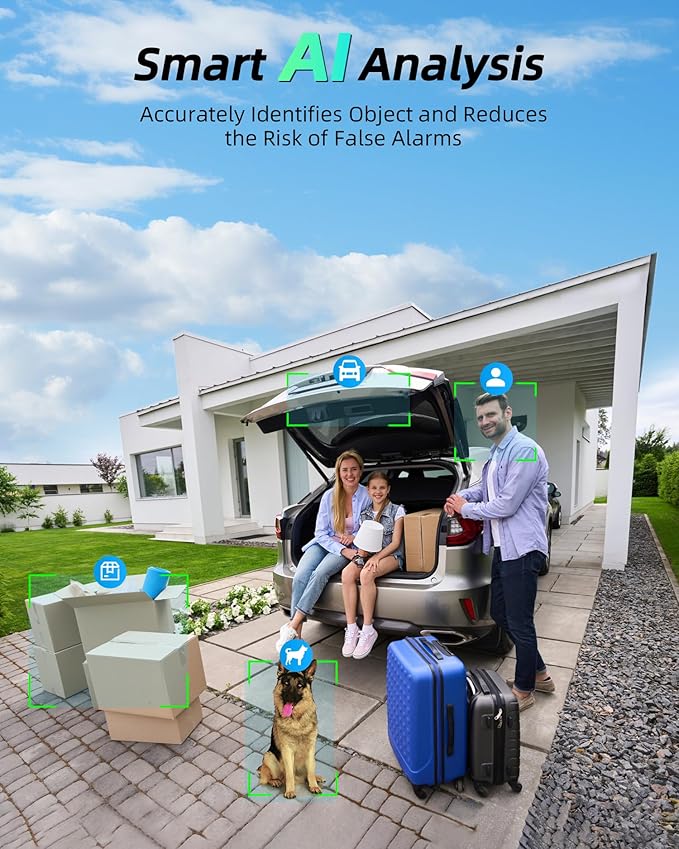 MaxiViz Solar Security Camera Wireless Outdoor, 360° View Qutdoor Cameras for Home Security with AI Motion Detection, 2K Color Night Vision, Two-Way Talk, IP66 Weatherproof, SD/Cloud Storage