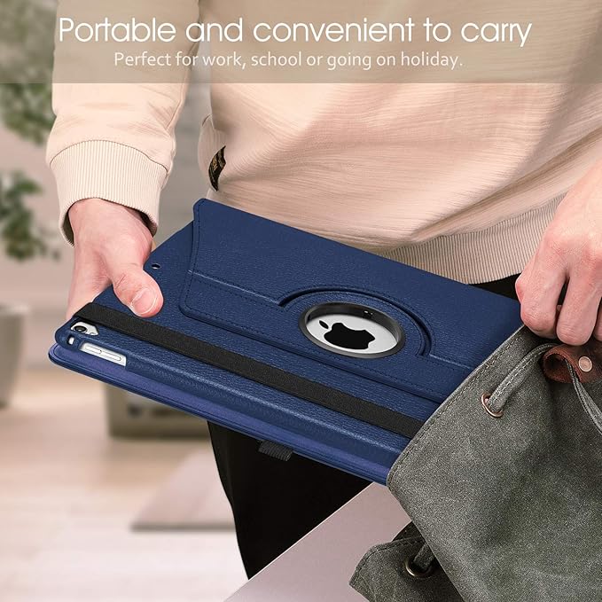 Fintie Rotating Case - 2017/2015 iPad Pro 12.9 inch (Old Model) 1st & 2nd Gen Case, 360 Degree Swiveling Stand Protective Back Cover, Supports Auto Wake/Sleep, Navy