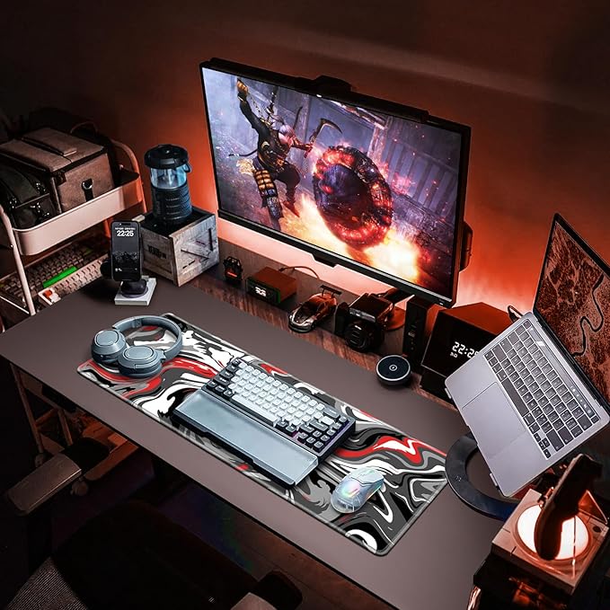 Canjoy Gaming Mouse Pad, Fluid Pattern Mouse Pad 31.5x11.8inch Large Extended Computer Mouse Mat Keyboard Full Desk Mousepad for Gaming, Office, Home