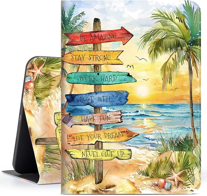 Vimorco for iPad 6th/5th Generation Case 2018/2017, for iPad Air 2/Air Case 2014/2013, for iPad Cover 6th/5th Gen 9.7-inch Pencil Holder/4 Viewing Stands/Typing Stand/Slim, Beach Path Seaside View