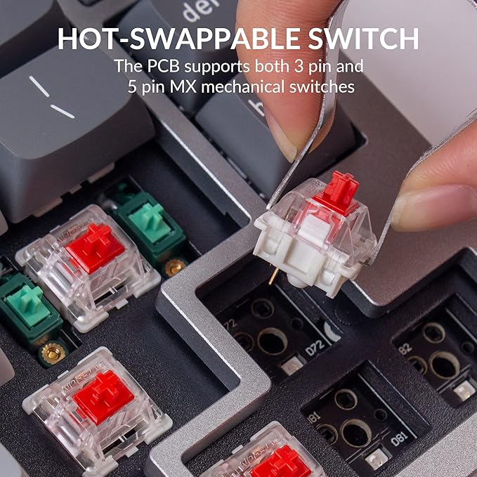 Keychron Q2 Wired Custom Mechanical Keyboard Knob Version, 65% Layout QMK/VIA Programmable Macro with Hot-swappable Gateron G Pro Red Switch Double Gasket Compatible with Mac Windows Linux (Grey)