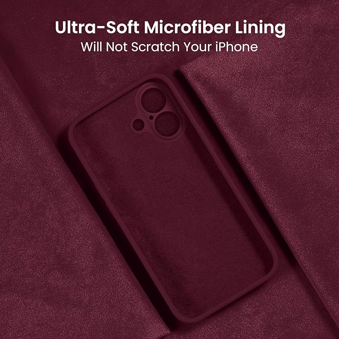FireNova Designed for iPhone 16 Case, Silicone Upgraded [Camera Protection] Phone Case, Soft Anti-Scratch Microfiber Lining Inside, 6.1 inch, Plum