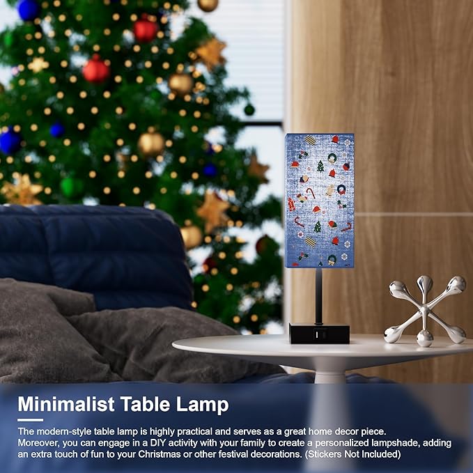 Bedside Table Lamp for Bedroom Set of 2, 3 Way Dimmable Touch Lamp with USB C+A Charging Ports, Small Nightand Lamps for Bedroom Decor, Living Room, LED Bulbs Included, Upgraded Navy Blue