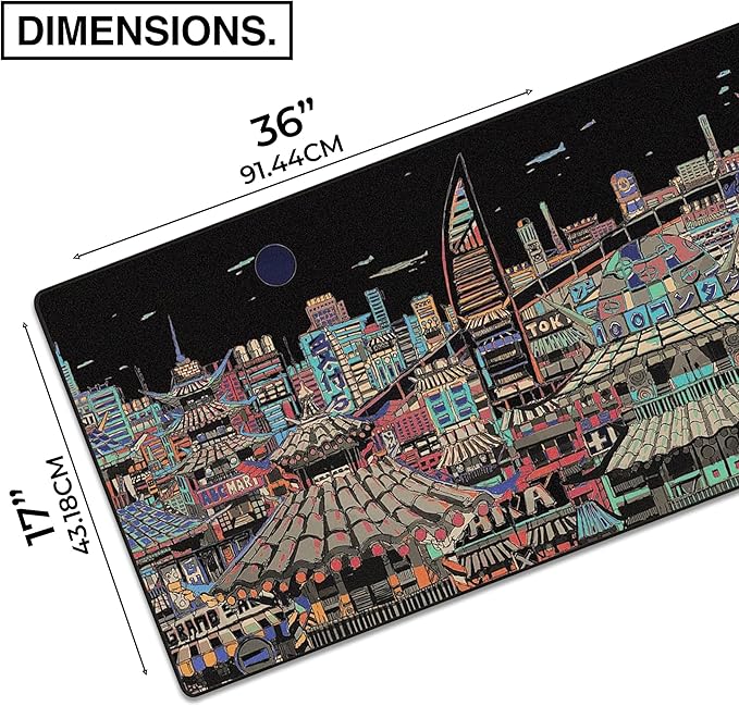 MPCO. Original Large Gaming Desk Mat – 36" x 17" Aeroglyde Masterpiece Ichiba-Night Full Desk Mouse Pad for Smooth Precision – Non-Slip, Washable Extra-Large PC Mouse Pad for Gaming Sessions