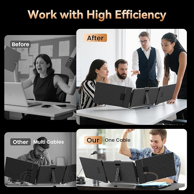 BOSII Laptop Screen Extender Portable - Ultra-Thin 14" FHD Dual Extended Monitor Display Travel Work for 14-17" Laptops Compatible with Windows/Mac
