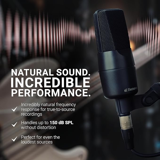 SE ELECTRONICS X1 A 2C Large Diaphragm Condenser Microphone with 100 Hz Filter & -20 dB Pad - XLR Condenser Mic for Singing & Instruments - Professional Studio Microphone for Recording (Red)