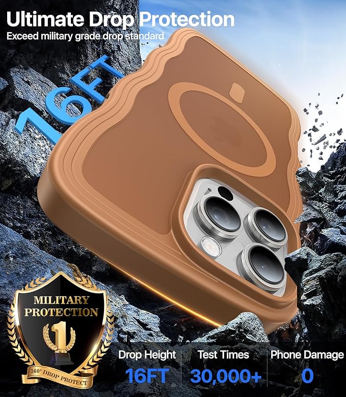 Magnetic for iPhone 15 Pro Max Case[Compatible with MagSafe][Military-Grade Drop Protection][Anti-Yellowing]Shockproof Protective Translucent Matte Cover for iPhone 15 Pro Max Phone Case,Brown