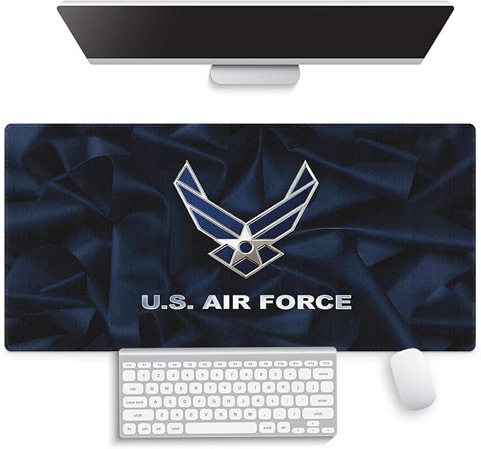 Large Gaming Mouse Pad (31.5" x 15.8") - US Air Force Navy Blue Great Gift Idea Patriotic Military Design, Extra XXL Office Accessories, Premium Stitched Anti-Slip Office Desk Mat