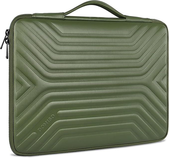 DOMISO 14 Inch Laptop Sleeve with Handle, Shockproof Waterproof EVA Case for MacBook Air/Pro, 14" Laptops, Lenovo ThinkPad, HP Pavilion, Dell Inspiron, Olive