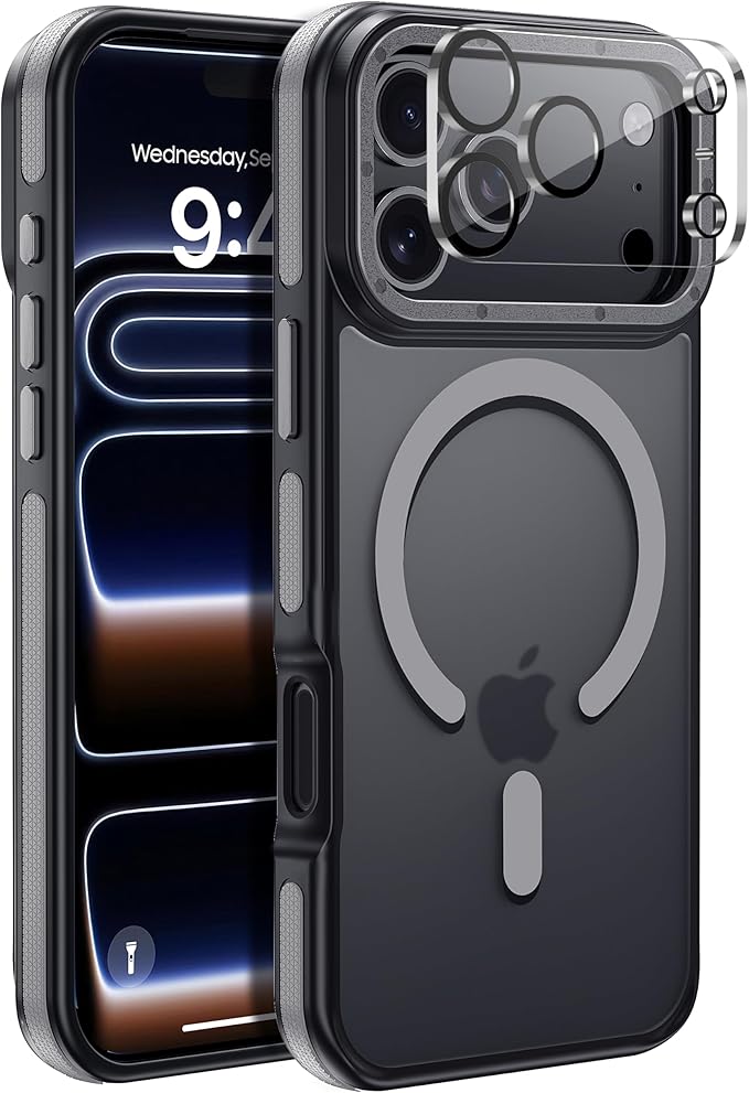 for iPhone 17 Pro Max case with Camera Lens Protector [10Ft Military-Grade Protection] Compatible with fit MagSafe Shockproof Cover Phone case for iPhone 17 Pro max 6.9 inch, Gray Bumper