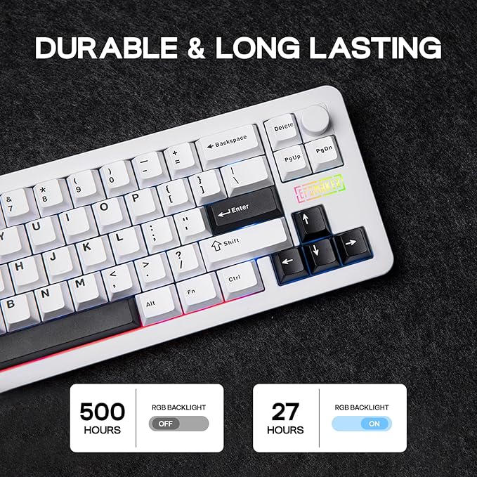 EPOMAKER Galaxy68 QMK/VIA Wireless Mechanical Keyboard, Anodized Aluminum, TOP/Gasket, 6000mAh, RGB Side/Backlight, 65% Gaming Keyboard with Hot-Swap Creamy Switch (White, Marble White Switch)
