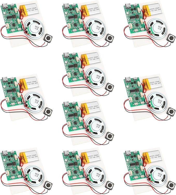 10PCS Programmable Sound Recorder Module - DIY Music Voice Recording Module Chip with Speaker, Can Recording 16 Minutes Sound Music for Personalized Greetings, Holiday Crafts Cards