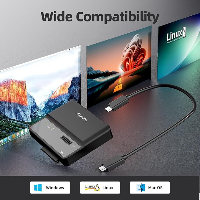 Alxum M.2 NVME SATA SSD Enclosure External-- 2 in 1 Tool-Free Portable 10Gbps USB 3.2 SSD Hard Drive Reader for 2230/2242/2260/2280 M/B+M Key PCIE NVME M.2 and 2.5" /3.5" SATA SSD