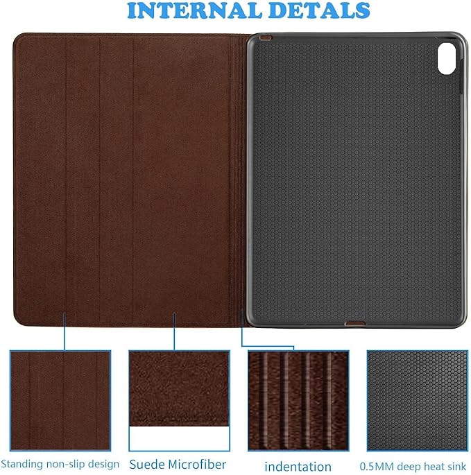 Gexmil Genuine Leather Case for iPad mini 7 (A17 Pro) 2024,iPad mini 6 Generation 8.3 Inch Case 2021, Anti Fingerprint/Slip,Cowhide Folio Cover Auto Sleep/Wake with Adjustable Stand,Sand Dark Brown