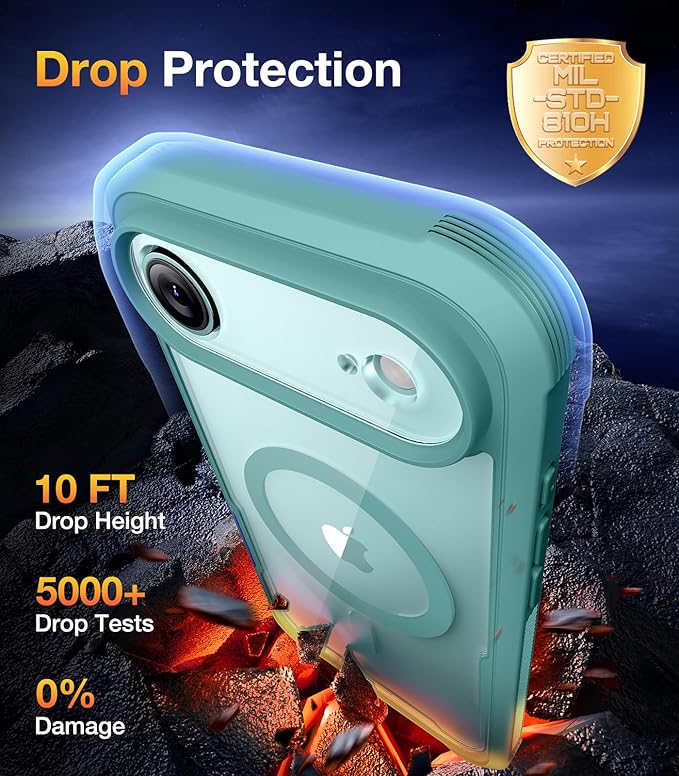 Diaclara Magnetic Designed for iPhone Air Case Full Body Bumper,[Compatible with MagSafe] Military Drop Proof Cover with Built-in Touch Sensitive Anti-Scratch Screen Protector for iPhone 17 Air，Green