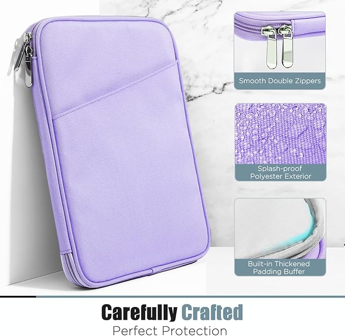 TiMOVO 9-11" Tablet Sleeve Bag for iPad 11-inch A16 2025, iPad 10.9"/10.2"| Air 11 Inch/5th/4th Gen. 10.9", Galaxy Tab A9+/A11Plus 11", Protective Bag with Pocket, Purple