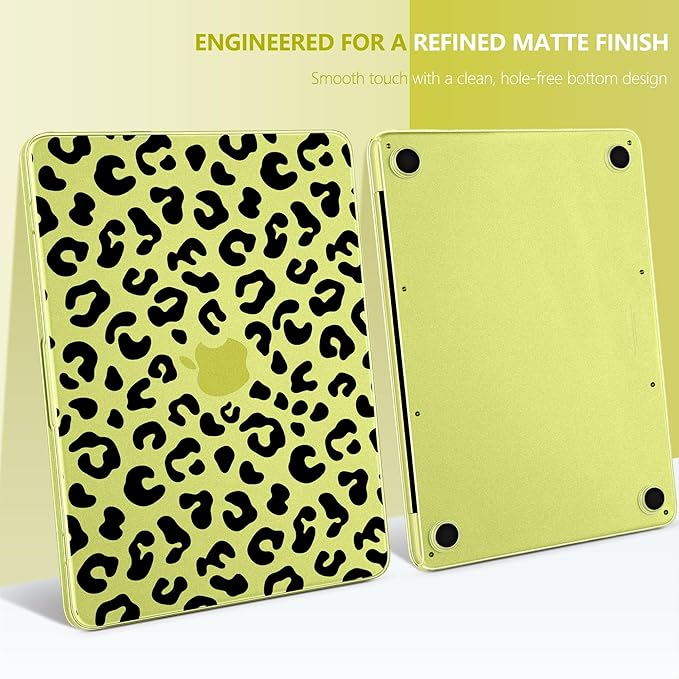 DONGKE for MacBook Neo 13 inch Case 2026 (Model A3404), Artistic Leopard Pattern Ultra Slim Frosted Matte Hard Shell, Anti-Scratch & Fingerprint Resistant Cover, Leopard Citrus