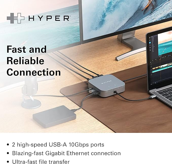 HyperDrive USB-C & Thunderbolt 4 Dual Monitor Dock - 4K60Hz HDMI Thunderbolt Docking Station -7-in-1 Dock - Slim, Portable, Powerful