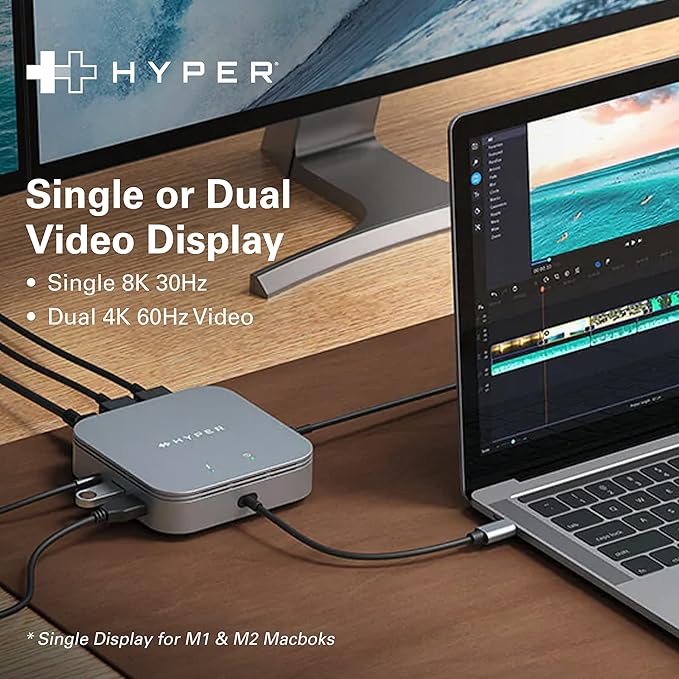 HyperDrive USB-C & Thunderbolt 4 Dual Monitor Dock - 4K60Hz HDMI Thunderbolt Docking Station -7-in-1 Dock - Slim, Portable, Powerful