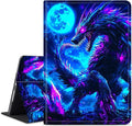 for Amazon Kindle Fire HD 8 & HD 8 Plus(12th/10th Generation, 2024/2022/2020 Release) 8" Tablet Case, Slim Kickstand Stand Leather Smart Cover with Auto Wake/Sleep, Blue Moon Dragon